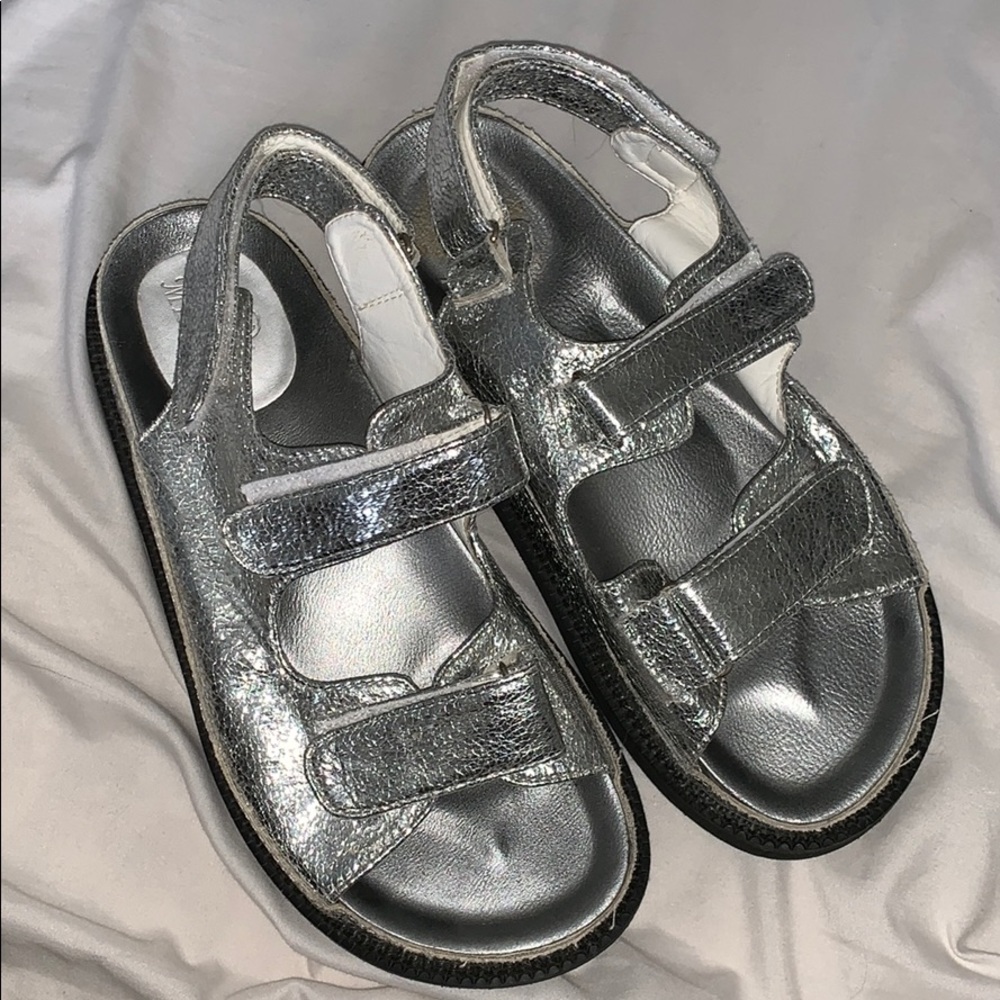 Silver platform sandals